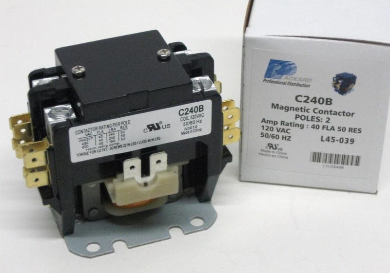 Packard C240B 2-Pole 40A Contactor, 120V Coil